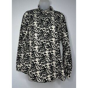 J.Crew The Perfect Shirt Cotton Long Sleeve Button Up SZ S Leopard Animal Print